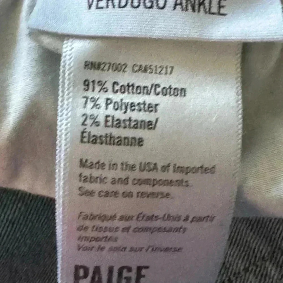 PAIGE VERDUGO ANKLE deconstructed hem MidRise straight skinny size 31 - Picture 9 of 9